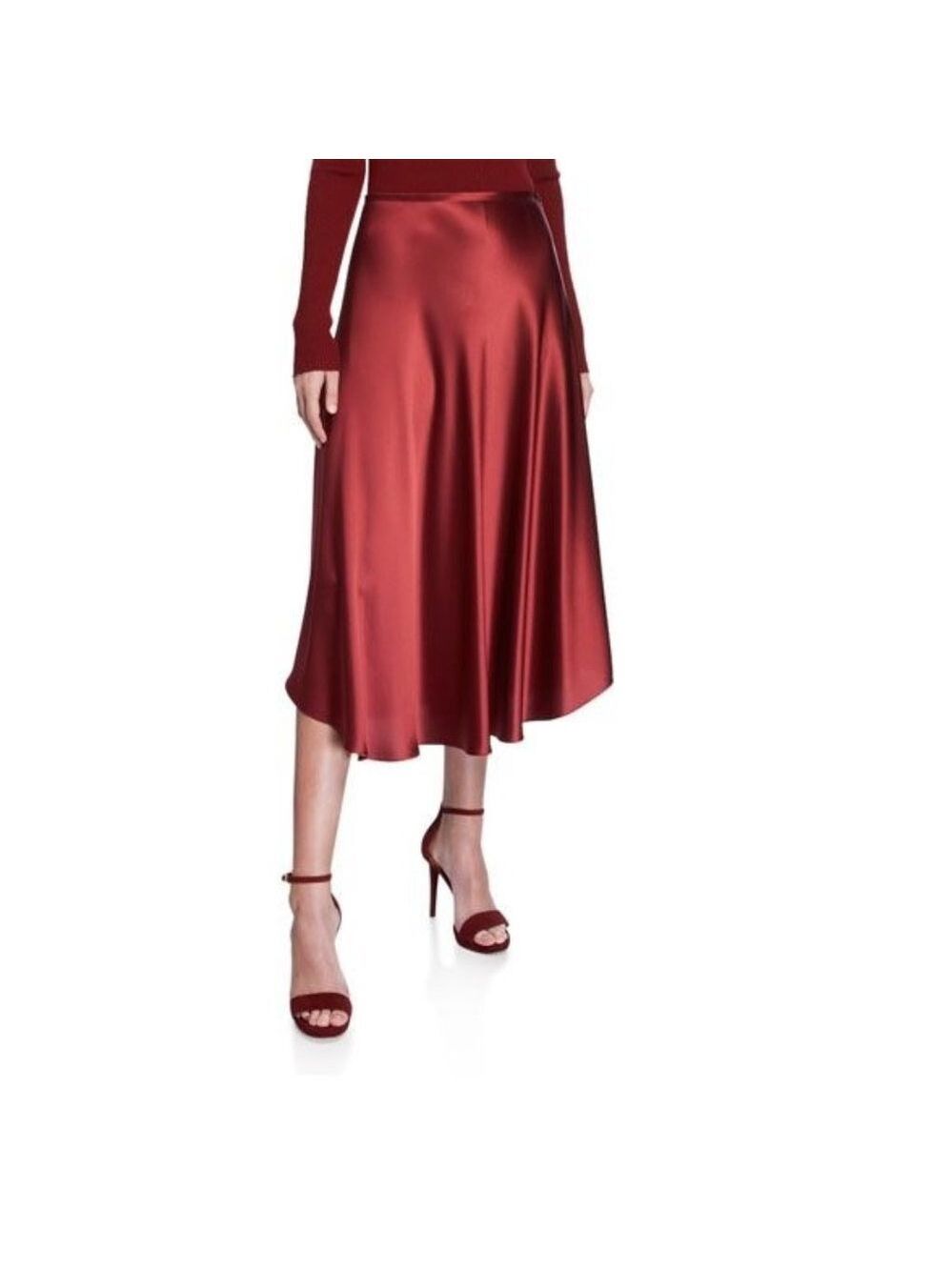 SALLY LAPOINTE Flowy Satin Midi Skirt